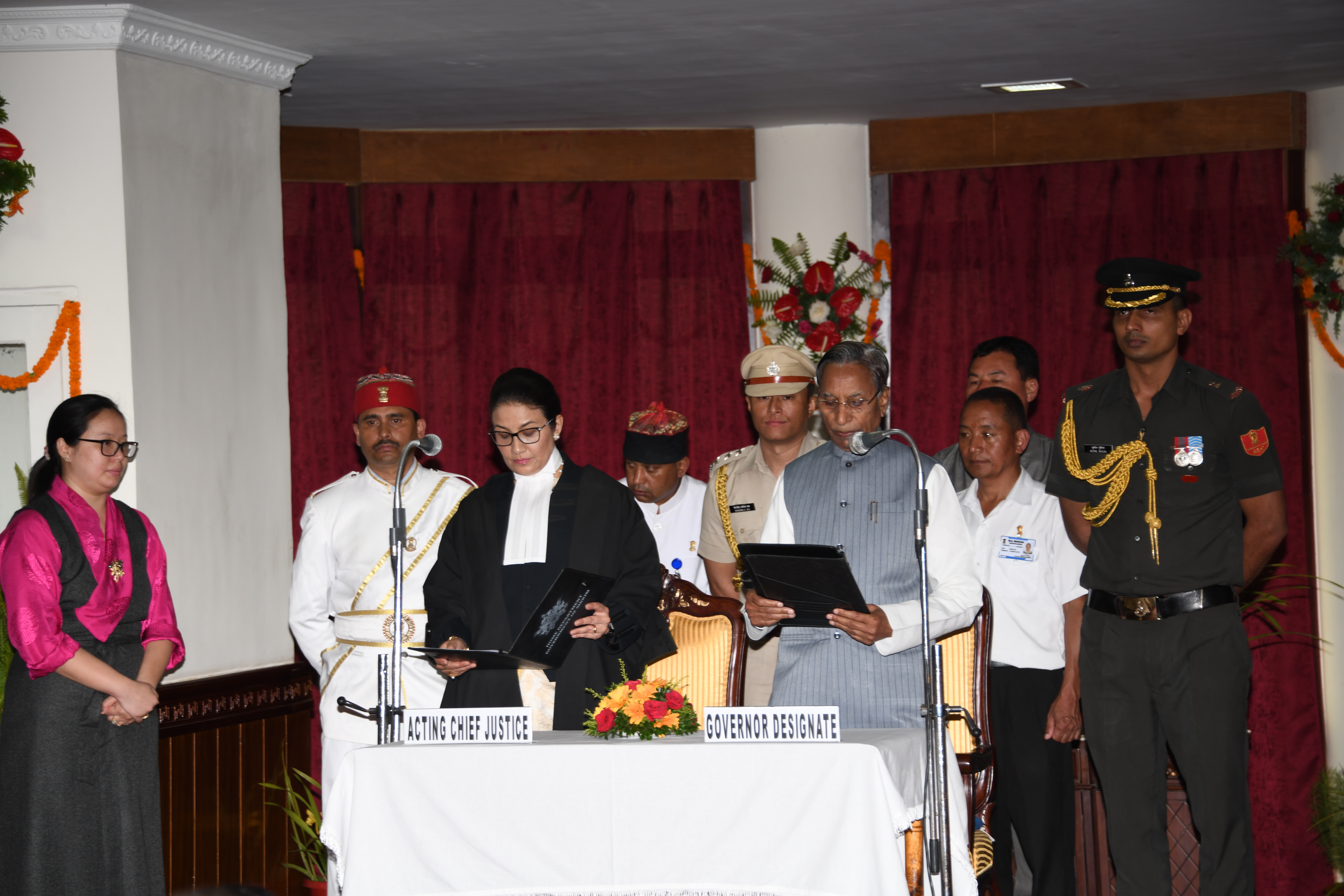 HONORABLE GOVERNOR SHRI GANGA PRASAD SWEARING IN AT RAJ BHAWAN